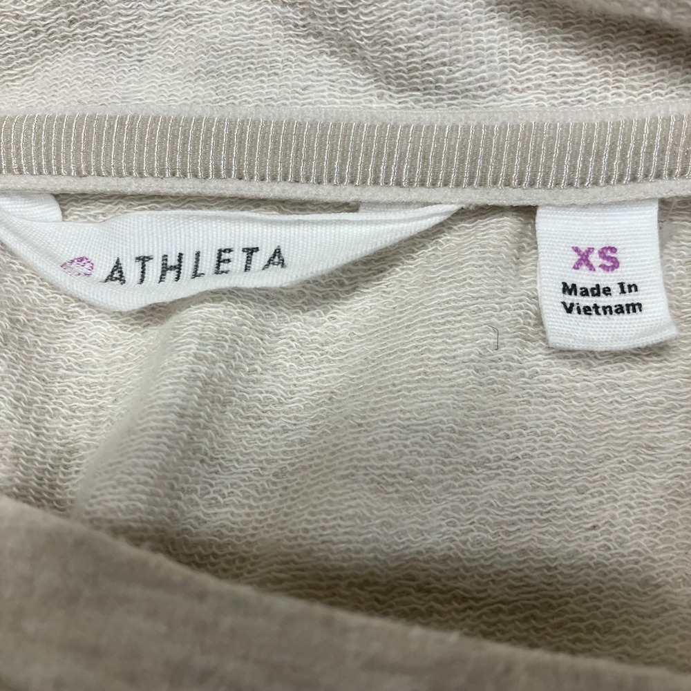 Athleta Power Down Active Hooded Yoga Dress Oatmeal Heather Beige  Thumbhole XS - Picture 4 of 11